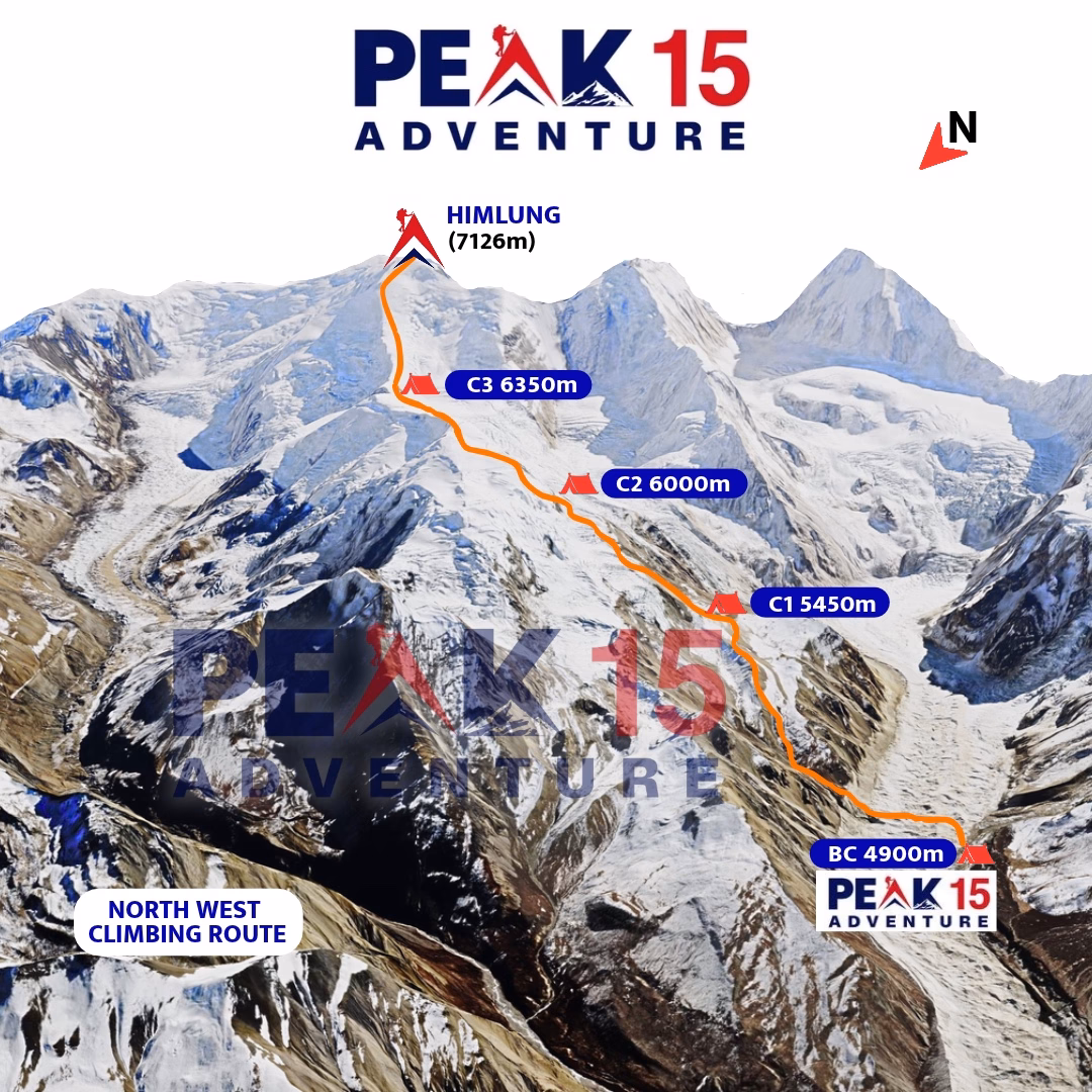 Himlung Himal Expedition route map