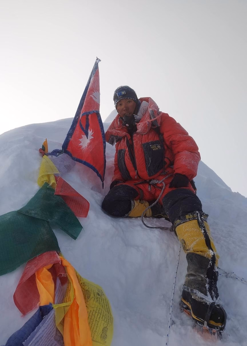 Namgyal Tamang summit on Lhotse