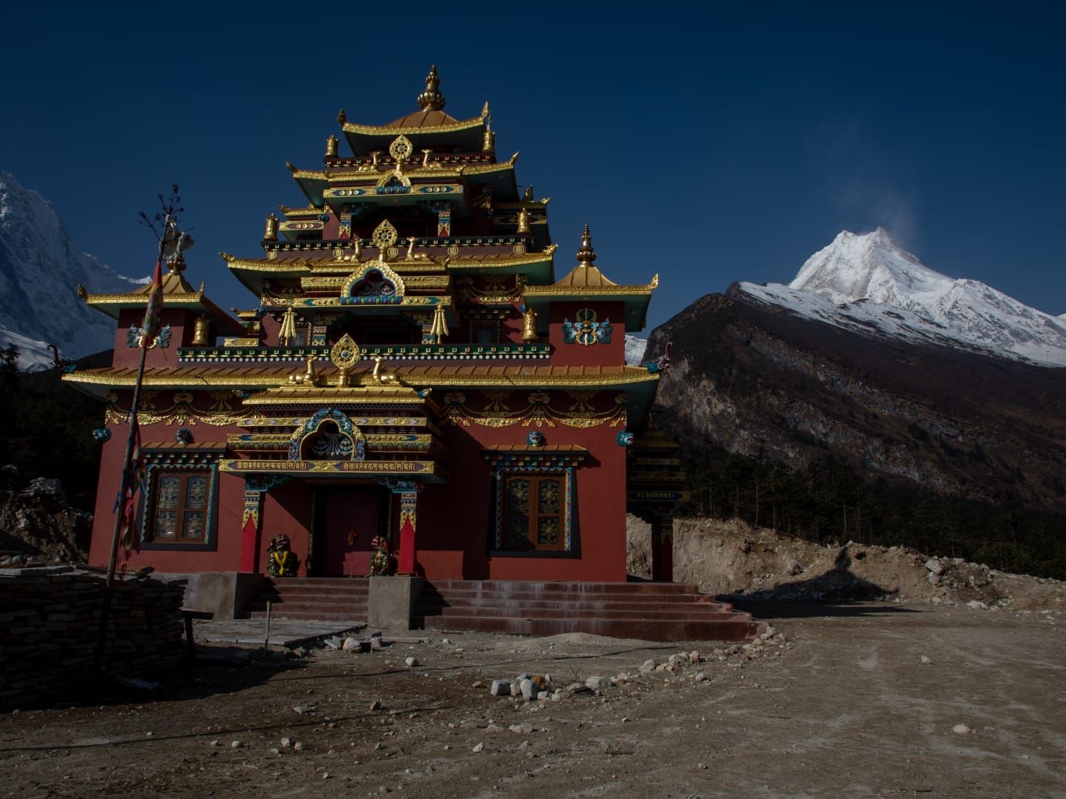 Manslu peak behind